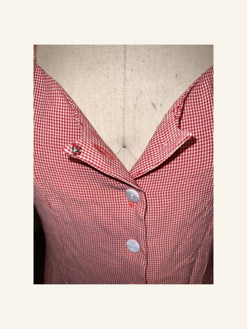 Sleeveless Red & White Button-Front Midi Dress - Picture 2 of 6